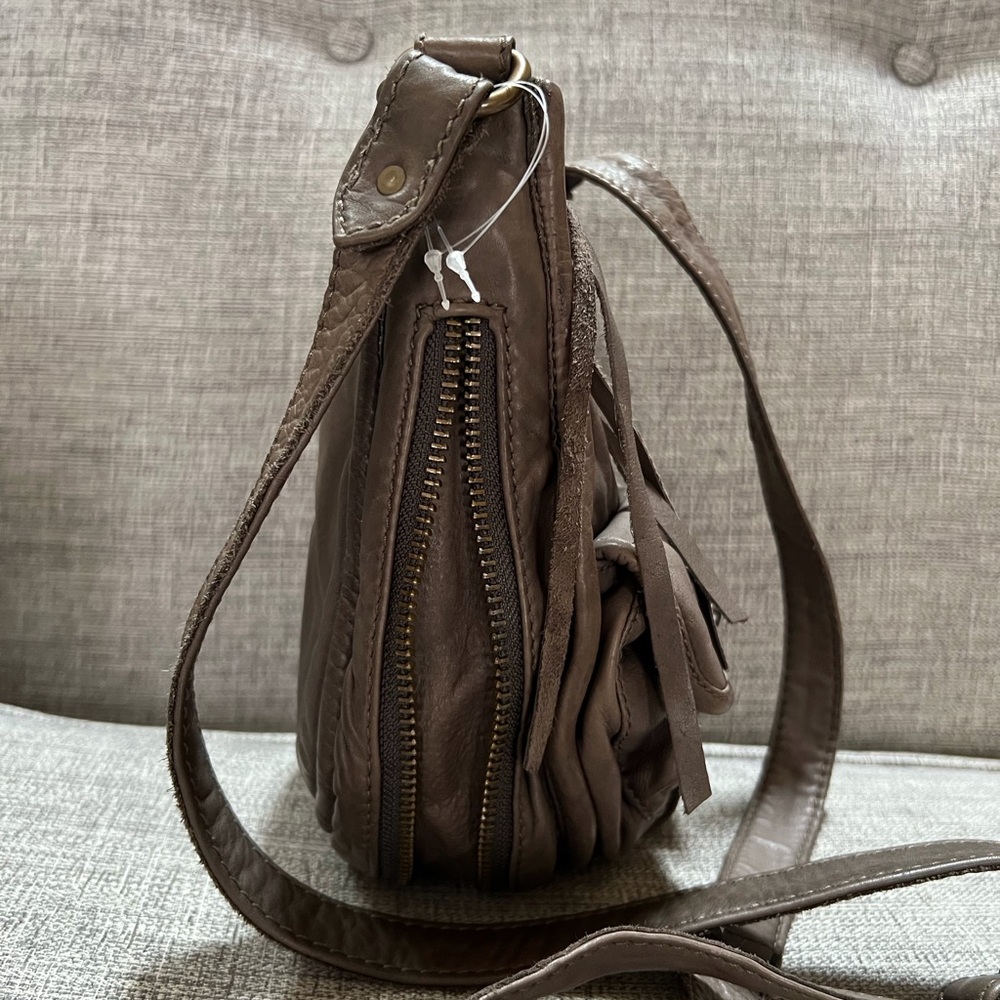 Aldo Rare Vintage Handcrafted Natural Milled Genuine Leather Boho Crossbody Bag - Picture 4 of 11